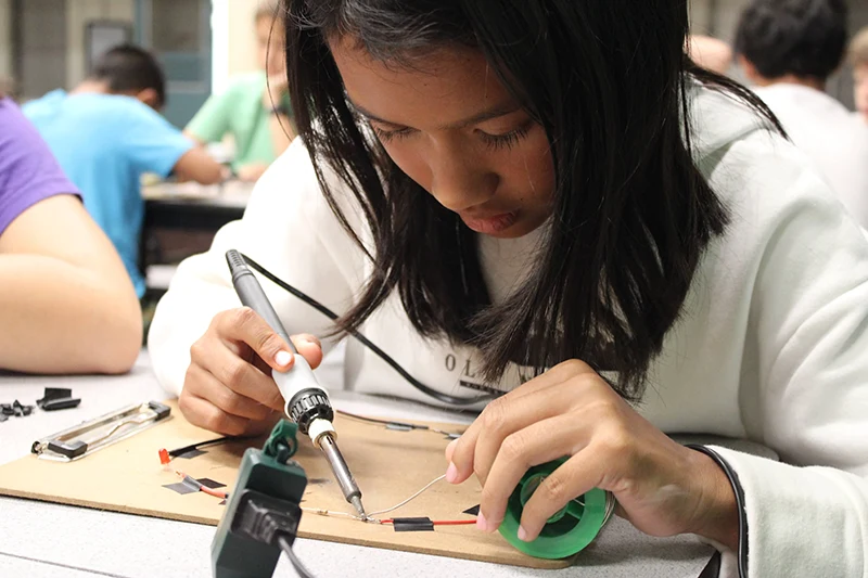 Learning to solder and build electronic circuits